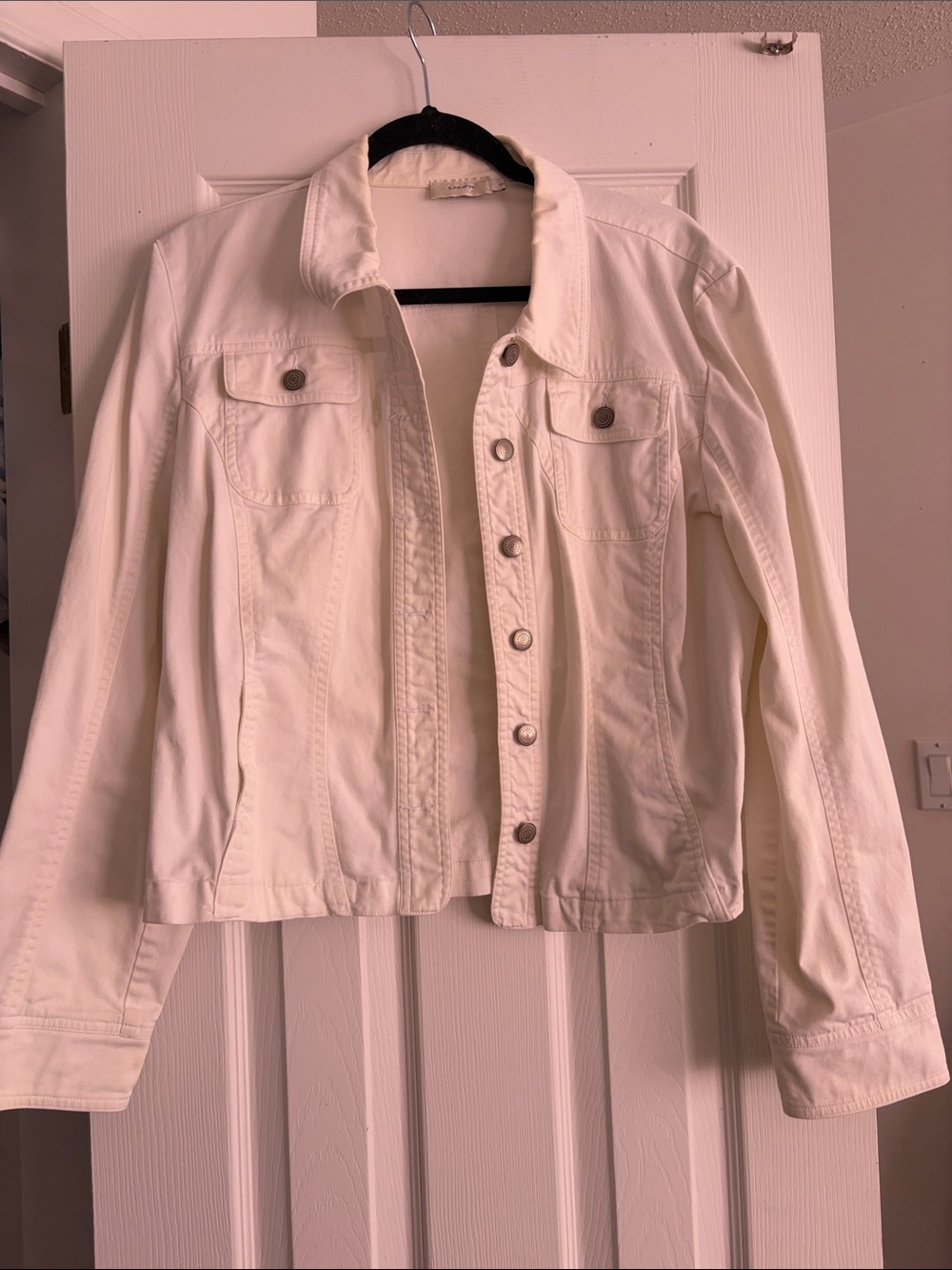 Classic Cream Denim Jacket - Button-Front Jean Jacket